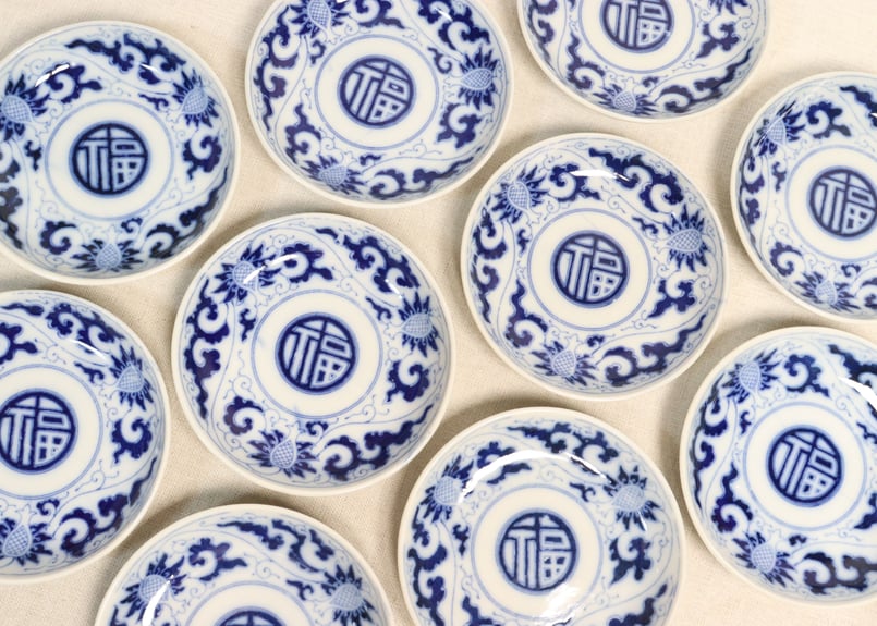 明治後期～大正銅判福文字に柘榴と唐草図小皿 | 吉祥寺PukuPuku