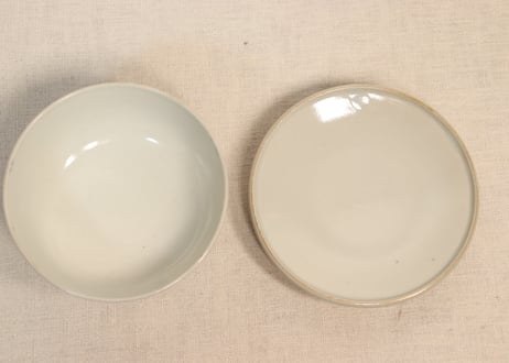 明治前期色絵桃と鶴図通り物蒸茶碗①