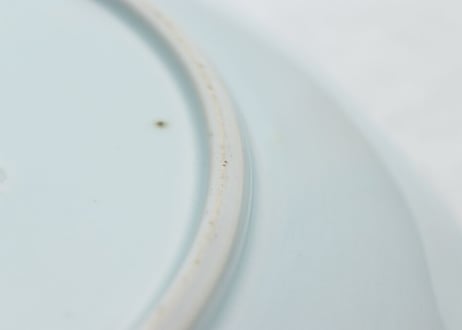江戸幕末染付芦と白鷺図輪花尺皿