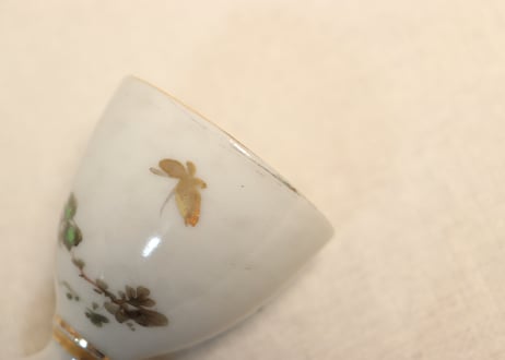 明治後期～大正色絵菊図エッグスタンド