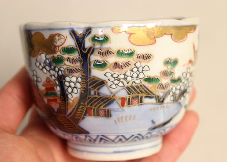 明治前期色絵山水図通り物向付①