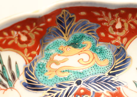明治前期色絵兎図通り物7寸皿②ノミホツ,少甘手