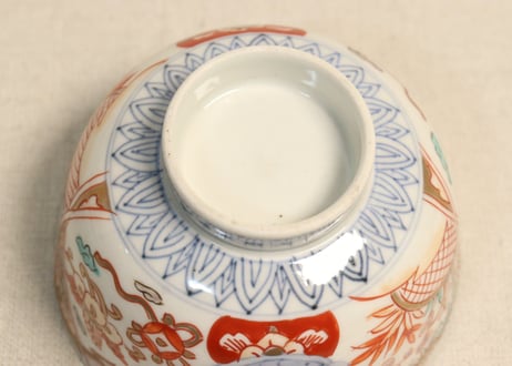 明治前期色絵竹梅と桐通り物飯茶碗①フリモノ