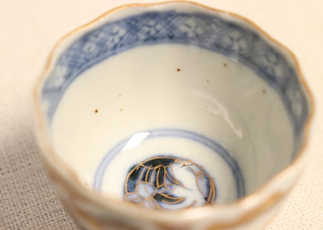 明治前期色絵山水図通り物小向付