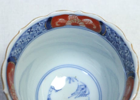 明治前期色絵鶉図向付①　5客組