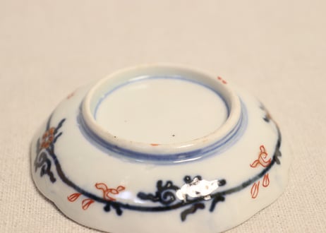 明治前期色絵山水図通り物豆皿