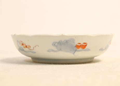 明治前期色絵三方に獅子図なます皿
