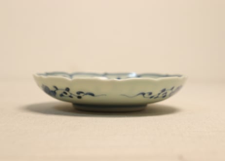 明治前期染付六方草花図5寸皿