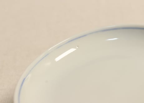 明治後期～大正銅判幾何学文に花と割絵図飯茶碗