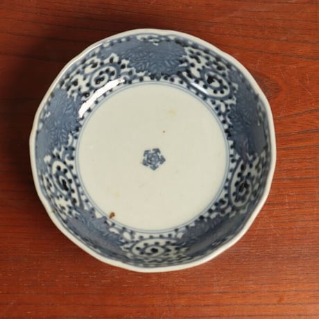 江戸中期コンニャク印判五方菊と染付蛸唐草文くらわんかなます皿