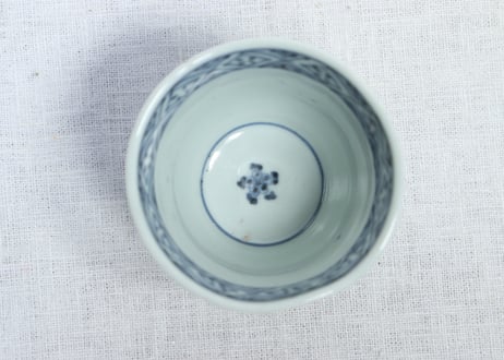 江戸後期染付撫子と丸文図猪口　 ノミホツ