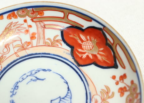 明治前期色絵柘榴と鶴亀図小皿①