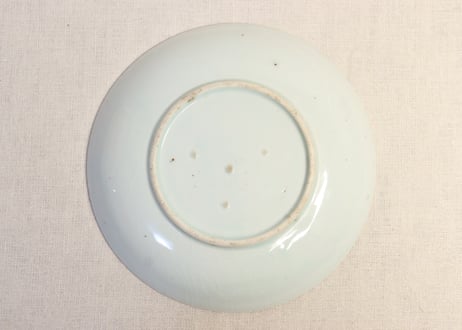 江戸後期染付三方松図6.5寸皿①　少甘手