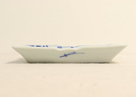 大正~昭和戦前染付福寿文字図長角皿
