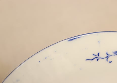 明治前期紙刷鳳凰と草花図7寸皿