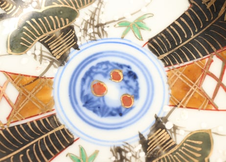 明治後期～大正色絵松竹梅図小皿
