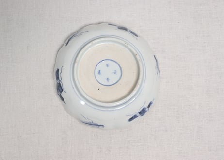 明治前期色絵梅に鶯と菖蒲図通り物なます皿