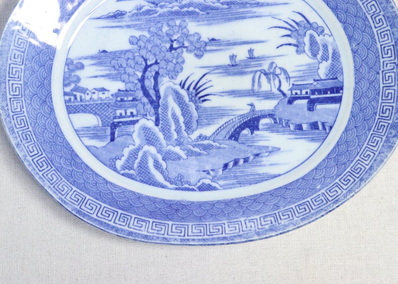 明治後期~大正銅判山水図楕円皿 | 吉祥寺PukuPuku 明治後期~大正銅判山水図楕円皿 | 吉祥寺PukuPuku