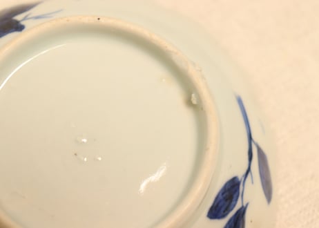 江戸後期染付柘榴と鳥図小皿