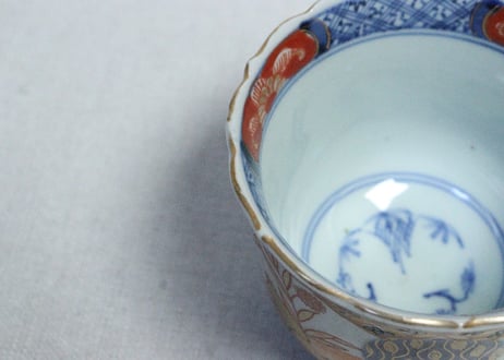 明治前期色絵鶉図向付①　5客組