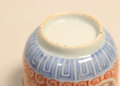 江戸幕末色絵牡丹と渦巻図向付5客組