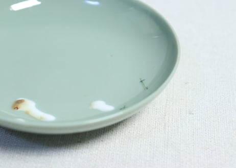 大正~昭和戦前青磁松茸図小皿