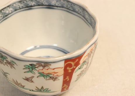 明治前期色絵竹林雀図向付