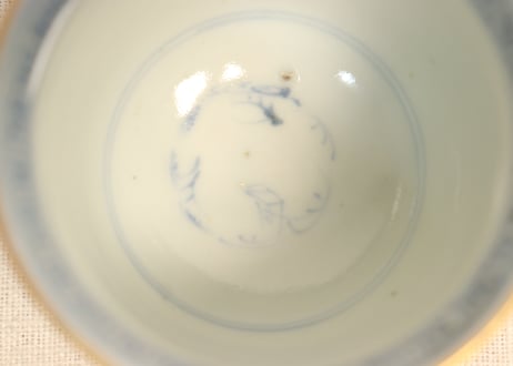 江戸幕末色絵牡丹と渦巻図向付5客組