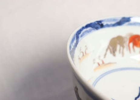 明治前期色絵馬図三ツ組鉢