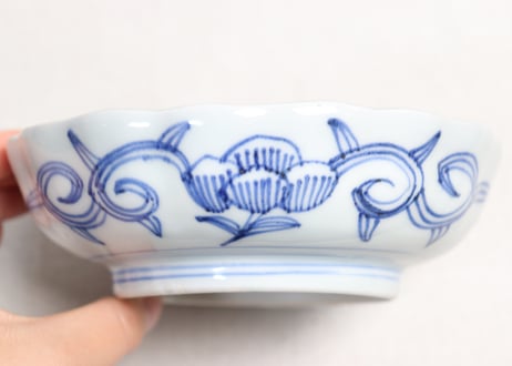 江戸幕末線描き花図なます皿②かたつき