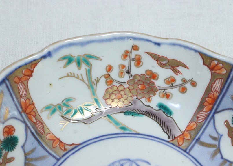 明治前期色絵松竹梅に鳥図大なます皿① | 吉祥寺PukuPuku