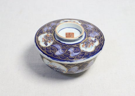 明治前期色絵草花と波図蒸茶碗➁　小フリモノ