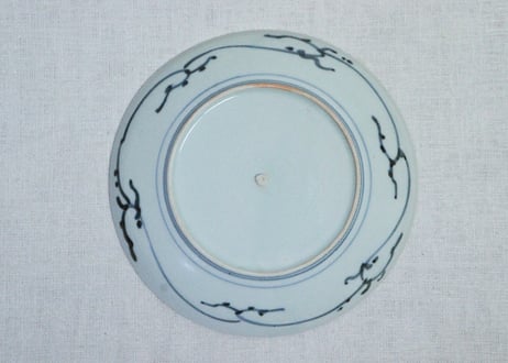 江戸後期染付三方に菊図6寸皿①　甘手