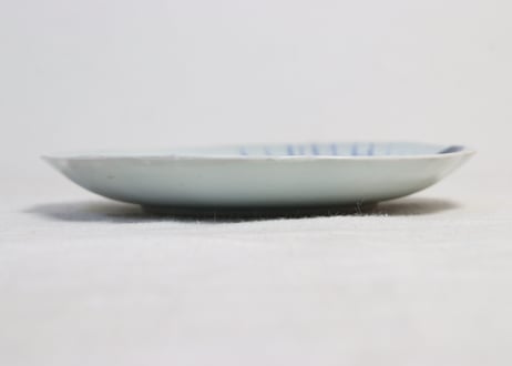 江戸幕末染付芦に鷺図7寸皿 甘手