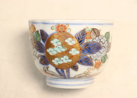 明治前期色絵紫陽花図通り物向付①見込み薄め