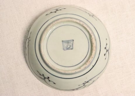 江戸中期くらわんか染付四方に牡丹と宝図なます皿