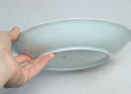 江戸幕末染付六方に宝図７寸皿