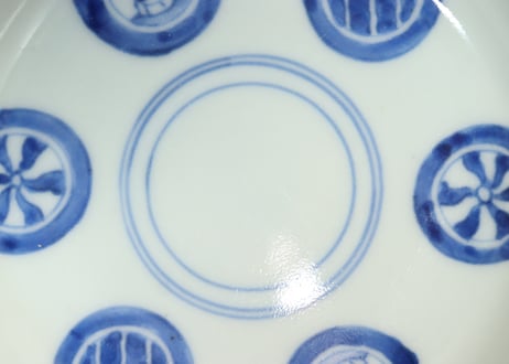 江戸幕末染付六方に丸文小皿①