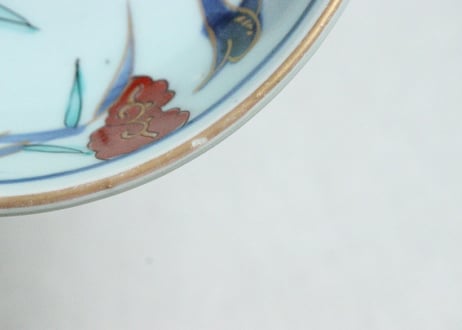 江戸後期色絵アシに水鳥図なます皿②　フリモノ