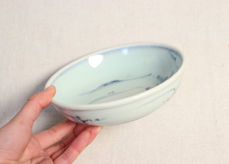 江戸後期染付山水図なます皿
