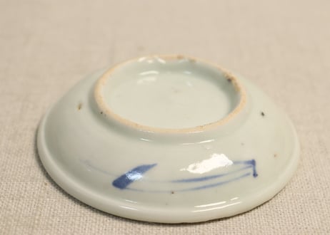 江戸中期染付柳図豆皿①