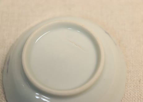 明治後期～大正染付川海老図深豆皿