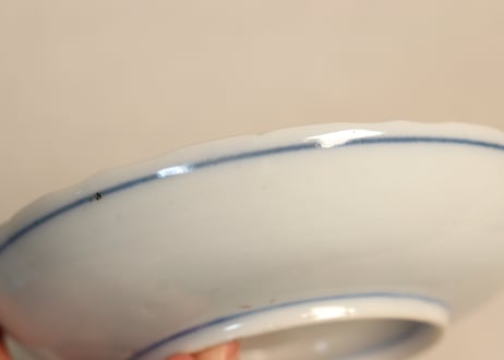 明治後期～大正色絵プリント松竹梅菊図小皿