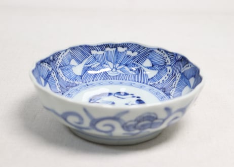 江戸幕末線描き花図なます皿①
