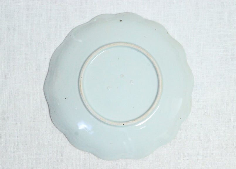 古伊万里　江戸・幕末　色絵　鶴松文　七宝　5寸皿　完品2客 幕末〜明治期 富長貴春(富貴長春) 伊万里 色絵 金彩 5寸皿 約