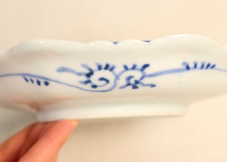 明治後期～大正染付山水図6寸八角皿