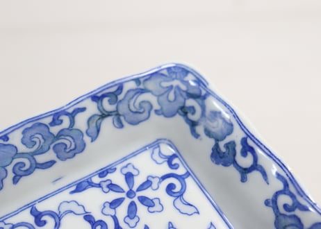 明治後期～大正銅判唐草と鳳凰図長角皿
