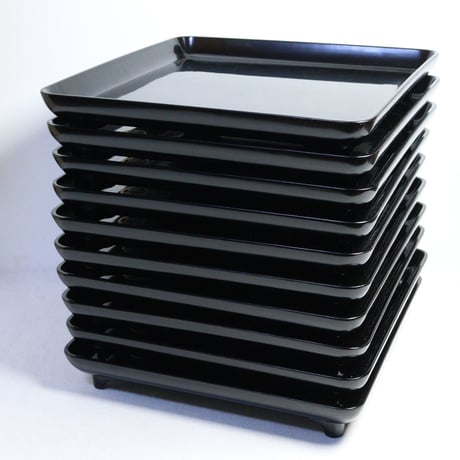 輪島塗総黒沈金橘紋会席膳10客組共箱付 ややかたつき