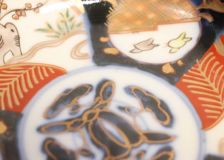 明治前期色絵梅と千鳥図５寸皿