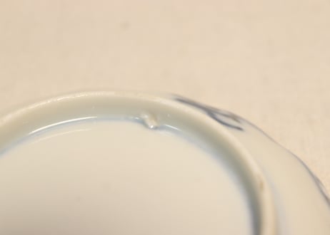 明治前期色絵梅と鶯に鳥籠図通り物小皿